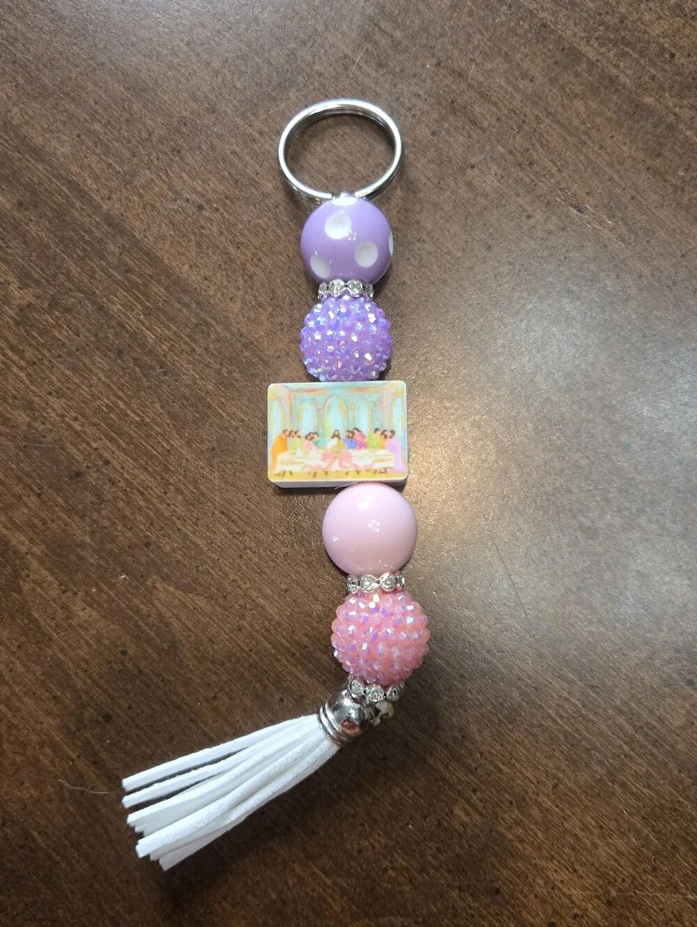 *SALE* Easter Spring Passover Last Supper Pastel Beaded Keychain Bag Purse Charm